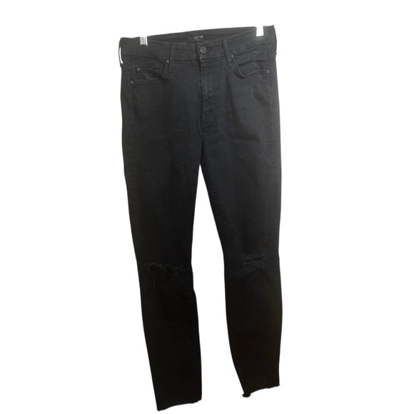 MOTHER Denim - MOTHER Looker Ankle Fray Skinny Jeans‎ 27 Black Distressed